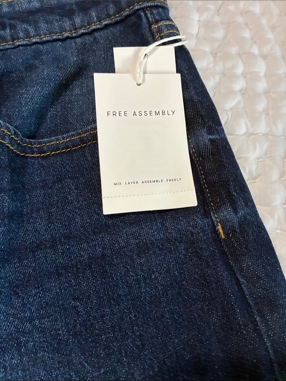 Wide Leg Dark Blue Jeans - High-Rise Denim Raw hem Size 16 NWT - Picture 7 of 7